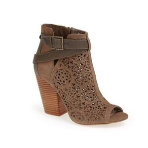 Vince Camuto Maizy Brown Lace Cut Out Booties